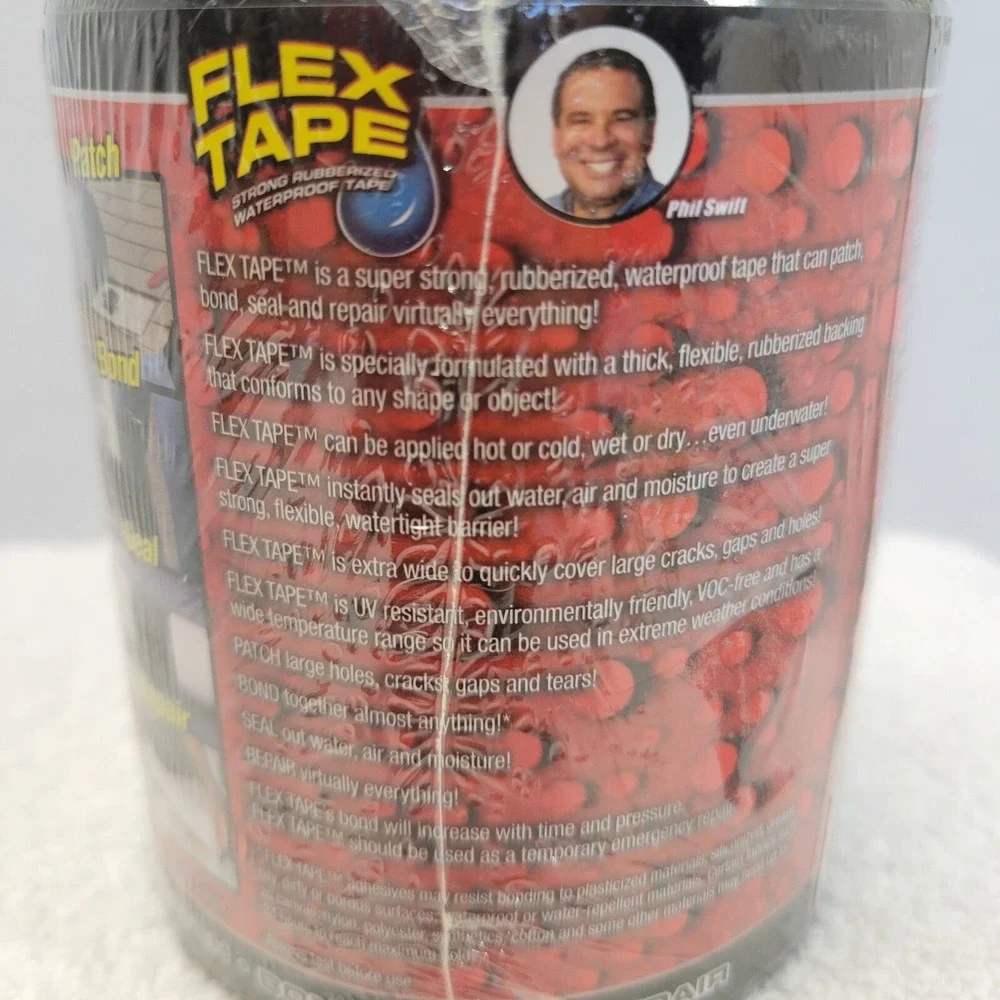 Flex Tape TFSBLKR0405 Rubberized Waterproof Tape - Black Factory Sealed Package